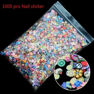 LILY 1000PCS 3D trái cây động vật lát đất sét tự làm móng tay nghệ thuật Mẹo Sticker trang trí uuu