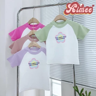 Áo croptop bông hoa sunshine form ôm dễ thương chất thun gân trắng phối tay màu