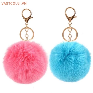 Vastji 8 cm chìa khóa dễ thương mềm mại lông thú móc khóa fluffy key chains đồ trang sức pom pom chìa khóa phụ nữ túi mặt dây chuyền trang sức móc chìa khóa ch vn