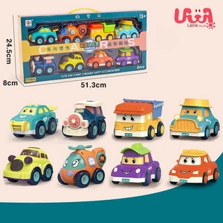 Ô tô đồ chơi 8 xe ô tô Poli biệt đội tàu bay siêu đẳng dễ thương chạy đà nhiều màu sắc LAHAKIDS