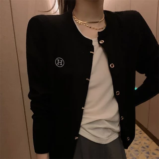 G-Fashion Áo Cardigan Dệt Kim Tay Dài Dáng Ôm Mềm Mại Thêu Họa Tiết Xinh Xắn Thời Trang Mùa Thu 2023