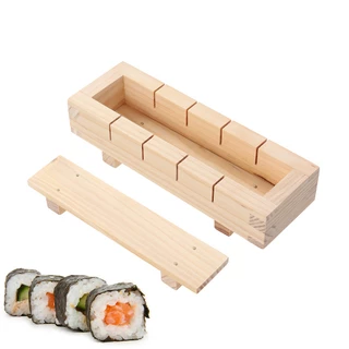 Hộp khuôn ép sushi hình chữ nhật bằng gỗ bộ dụng cụ làm sushi nhà bếp nhật bản gia dụng diy sushi rice roller khuôn dụng cụ nhà bếp