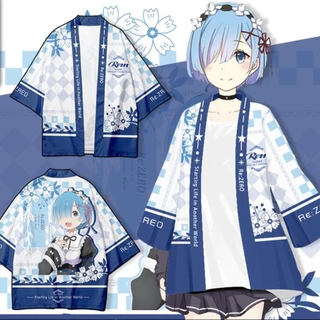 Áo Khoác Kimono Hóa Trang Emilia Rem Ram Anime Re: Zero Kara Hajimeru Isekai Seikatsu