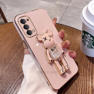 ốp lưng oppo reno 4 reno 5 reno 4 Pro reno 5 Pro Ốp Điện Thoại TPU Silicon Mềm Mạ Điện Xoay 3D Có Giá Đỡ Hình Gấu Kẹo Cho oppo reno 4 reno 5 reno 4 Pro reno 5 Pro