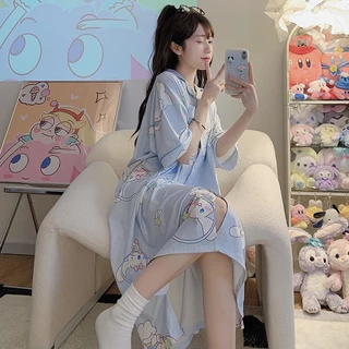 Váy Ngủ	Pyjama Đầm Ngủ Dáng Rộng In Hoạt Hình Thời Trang Mùa Hè Cho Bạn Trai 100kg [luyoo32]