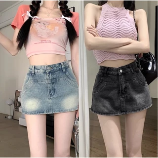 Quần giả váy nữ váy ngắn chân váy jean chân váy bò váy denim váy đi chơi quần giả váy nữ quần short jean nữ xanh 2023