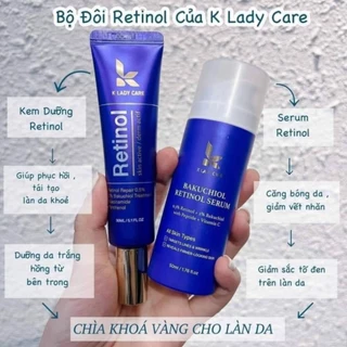 Combo Kem dưỡng+Serum retinol K Lady Care 30ml Hàn Quốc dưỡng trắng da mặt căng bóng, giảm nếp nhăn, thâm,nám