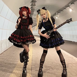 Bộ Đồ Hai Mảnh Xẻ Tà Phong Cách Punk Rock lolita Toàn Bộ