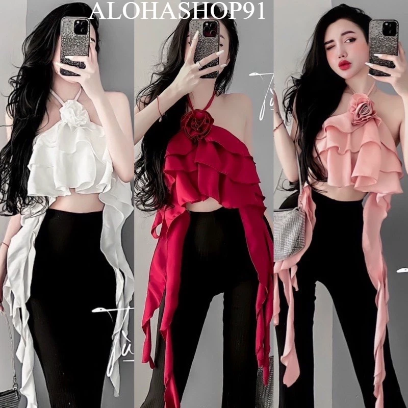 Áo yếm tua rua, áo nữ croptop UK alohashop91