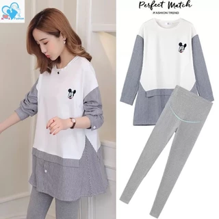 Mom & Kids High Quality Áo Thun Tay Dài Dáng Rộng Thêu Họa Tiết Xinh Xắn Cho Mẹ Bầu