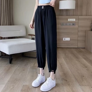 Quần Joggers Cotton Lưng Thun Co Giãn Phong Cách Thể Thao Dành Cho Nữ