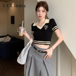 Áo Croptop Tay Ngắn Cổ V Dáng Ôm Thời Trang 2023 Cho Nữ