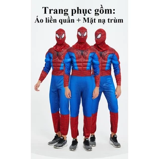 (Người lớn) Trang Phục Người Nhện Spider man cơ bắp, Bộ Đồ Halloween Hoá Trang Thành Các Siêu Anh Hùng Avengers và D.C