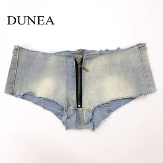 DUNEA Quần Short Denim Rách Lưng Thấp Plus Size Quyến Rũ Cho Nữ