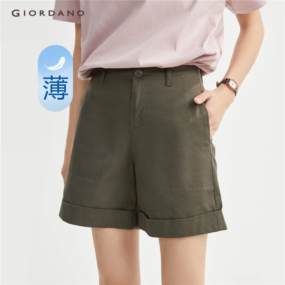 Giordano Phụ Nữ [Độc Quyền Trực Tuyến] Quần Short Cotton Có Cổ Tay Co Giãn 05403317