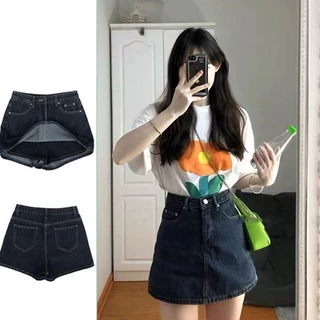 Quần Short Jean Lưng Cao Dáng Chữ A Thời Trang Mùa Hè Cho Nữ