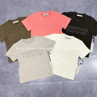 Áo thun tee KID đáp nhung nổi chữ ESSENTIALS FEAR OF GOD ngang ngực dành cho trẻ em 80-140cm 10-37kg