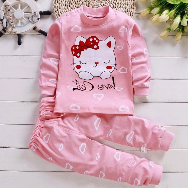 Bộ Đồ Ngủ Dài Tay Chất Liệu cotton Thời Trang Thu Đông Mới Cho Bé Trai Và Gái