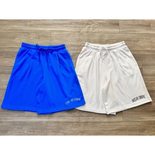 Quần short nỉ da cá Unisex 2 màu Trắng - Xanh dương, lưng thun có túi 2 bên, nỉ da cá mịn, dày dặn size 43-65kg