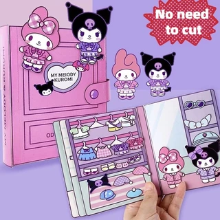 Sanrio No Cut Quiet Book Handmade DIY Kuromi Melody Cinnamoroll Pachacco Bean Book Dress Up Pinch Fun Giải Nén Đồ Chơi Trẻ Em