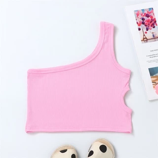 Áo Croptop Trễ Vai Chất Liệu Cotton Thời Trang Mùa Hè Phong Cách Hàn Quốc Cho Bé Gái