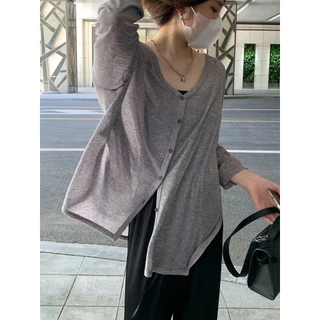 Áo Khoác Cardigan Mỏng Tay Dài Dáng Rộng Thoáng Khí Thời Trang Mùa Hè Cho Nữ