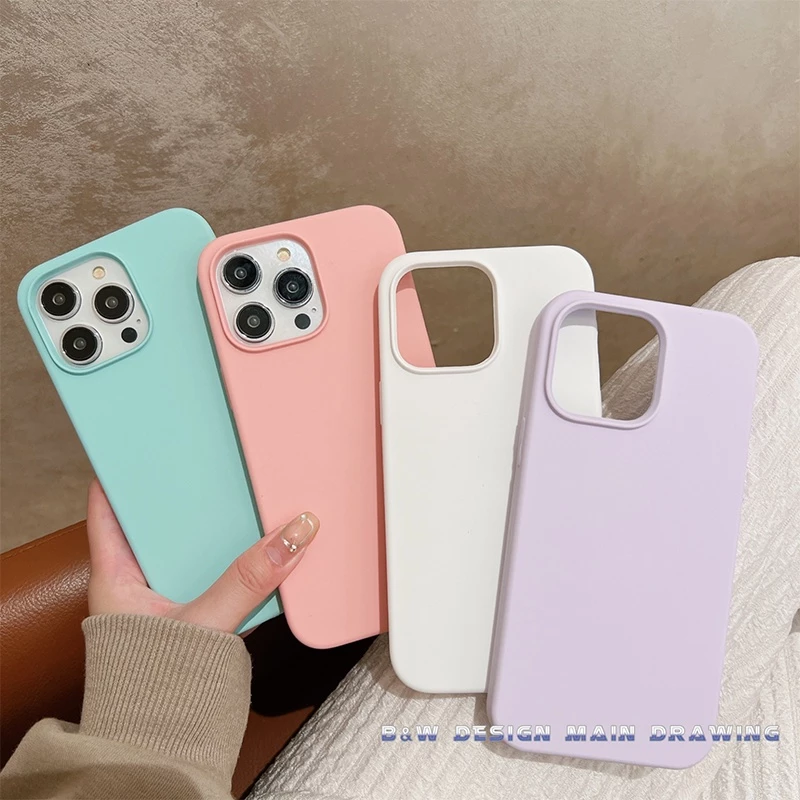 Ốp Điện Thoại Silicon Dẻo Màu Kẹo Chống Sốc Sang Trọng Cho iPhone 14 13 12 11 Pro MAX IX XS MAX XR