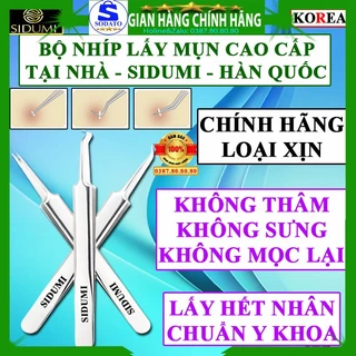 Bộ 3 cây nhíp nhổ mụn đầu đen ở mũi loại xịn hàn quốc chính hãng Sidumi nhíp gắp mụn cám ẩn bọc cao cấp đầu cong thẳng