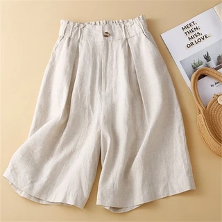 Quần Short Linen Dáng Rộng Thiết Kế Mới Năng Động Thời Trang