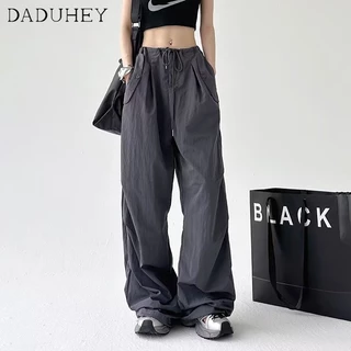 DaDuHey✨ American Style Retro Women's New High Waist Loose Slim Casual Mop Wide Leg Cargo Pants