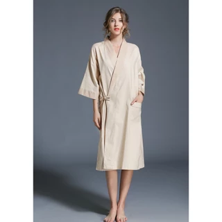 Cotton kimono nightgown / loose large size cotton linen couple bathrobe / sweating quần áo / áo choàng tắm / nam nữ có thể mặc