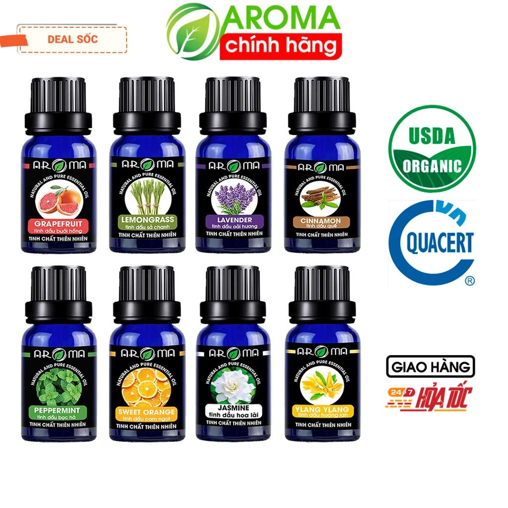 Tinh dầu AROMA, tinh dầu thơm phòng, nguyên chất, thiên nhiên, nhiều mùi tự chọn 10ml