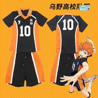 Haikyuu Jersey Cosplay Costume Karasuno  Áo Thun Tay Ngắn Hóa Trang Nhân Vật Anime Haikyuu Kiểu Dáng Thời Trang  High School T-shirt Short Sleeve Sport Uniform TobioTop Shoyo Tee Top+pants