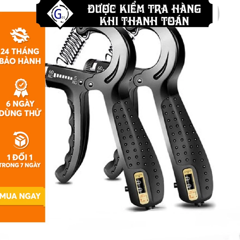 Kìm bóp tập cơ tay G01 có núm điều chỉnh lực 10 60kg dụng cụ tập gym tại nhà lò xo inox bền bỉ