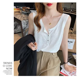 Áo Thun Cotton Sát Nách Dáng Rộng Cỡ Lớn Thời Trang Mùa Hè Cho Nữ