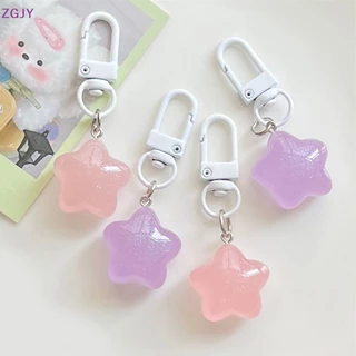 Terokk jelly pentagram resin keychain stars mặt dây chuyền chìa khóa cho bé gái ba lô charm tai nghe phụ kiện cặp đôi sáng tạo quà tặng mới