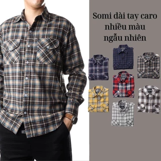 Mẫu mới áo sơ mi dài tay flannel chất cotton dạ họa tiết caro phong cách stylemarven somi nam 9000016