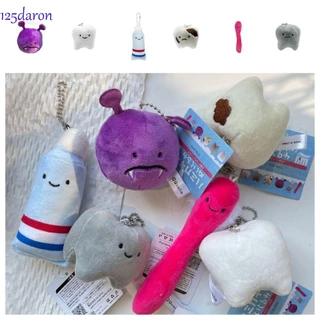 Daron1 teeth plush keychain, soft plush stuffed, funny care for teeth virus mặt dây chuyền bàn chải đánh răng cặp đôi