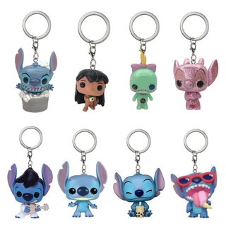 Funko pop stitch keychain thiên thần dễ thương lilo và stitch tượng nhỏ búp bê mô hình trang trí mặt dây chuyền