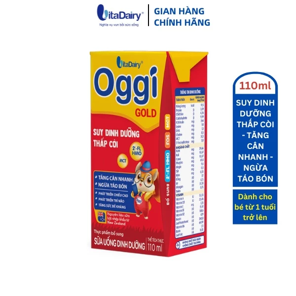 Sữa BPS Oggi Gold 110ml giúp bé tăng cân nhanh, ngừa táo bón - thùng 48 hộp - VitaDairy