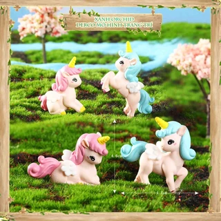 Mô Hình Tiểu Cảnh "Ngựa Kỳ Lân Unicorn Mini" Trang Trí Sen Đá, Sân Vườn/ Chậu Cây, DYI, Terrarium