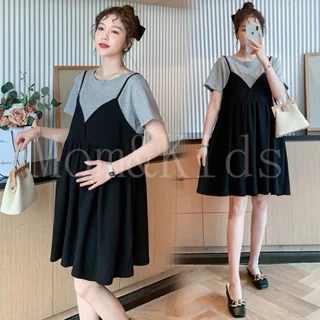 Ready Stock Đầm Cotton Ngắn Tay Dáng Rộng Cỡ Lớn Thời Trang Mùa Hè Cho Mẹ Bầu