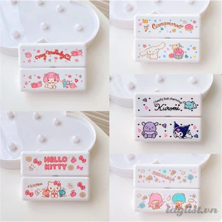 Sanrio Hộp Thuốc Nhỏ Kuromi My Melody Cinnamoroll Hello Kitty Hộp Đựng Đóng Gói Phụ Nam Châm 7 Ô Mini Cho Tuần Lễ Công Tác Đóng Gói Phụ