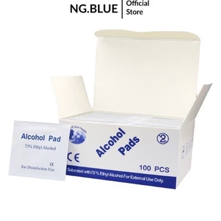 Bông tẩm cồn tiệt trùng y tế hộp 100 miếng alcohol pads gạc cồn sát khuẩn lau kính xỏ khuyên lau móng tay nails