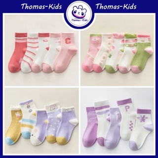 [THOMAS KIDS] 1-12 Tuổi Vớ Cotton Thoáng Khí Thấm Hút Mồ Hôi Màu Macaron Dễ Thương Thời Trang Xuân Hè Cho Bé Gái