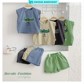 Đồ bộ ba lỗ sát nách dáng tanktop hàn quốc bé trai chất thun cotton 4 chiều mềm mại 8 đến 25kg Shushibaby