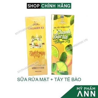 Sữa Rửa Mặt Collagen X3 và Gel Tẩy Tế Bào Colagen X3 Luxury Mỹ Phẩm Đông Anh