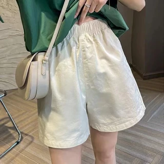 [LININ] Quần Short Cotton Màu Trắng Trơn Eo Cao Dáng Rộng Mỏng Phong Cách Mới Mùa Hè Cho Nữ