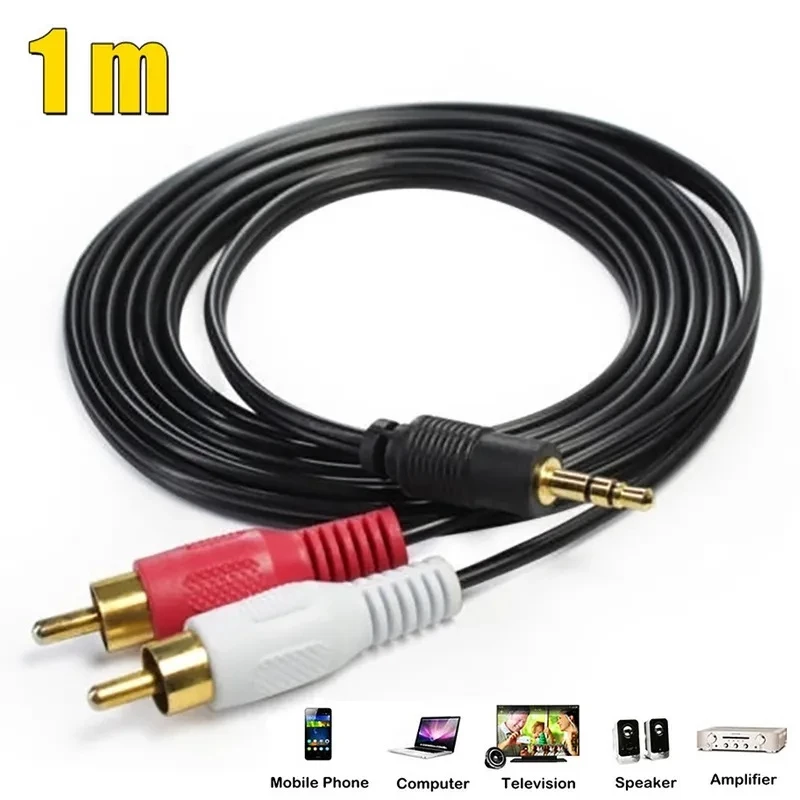 Dây Cáp Âm Thanh / Video / DVD / TV AUX AV / AUX AV Chuyển Đổi Đầu Cắm 3.5mm Sang 2 RCA Dài 1M Chất Lượng Cao