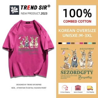 TrendSir Chuẩn bị giao hàng áo thun áo thun unisex Con thỏ🙌100% Cotton Chín màu sắc M-3XL